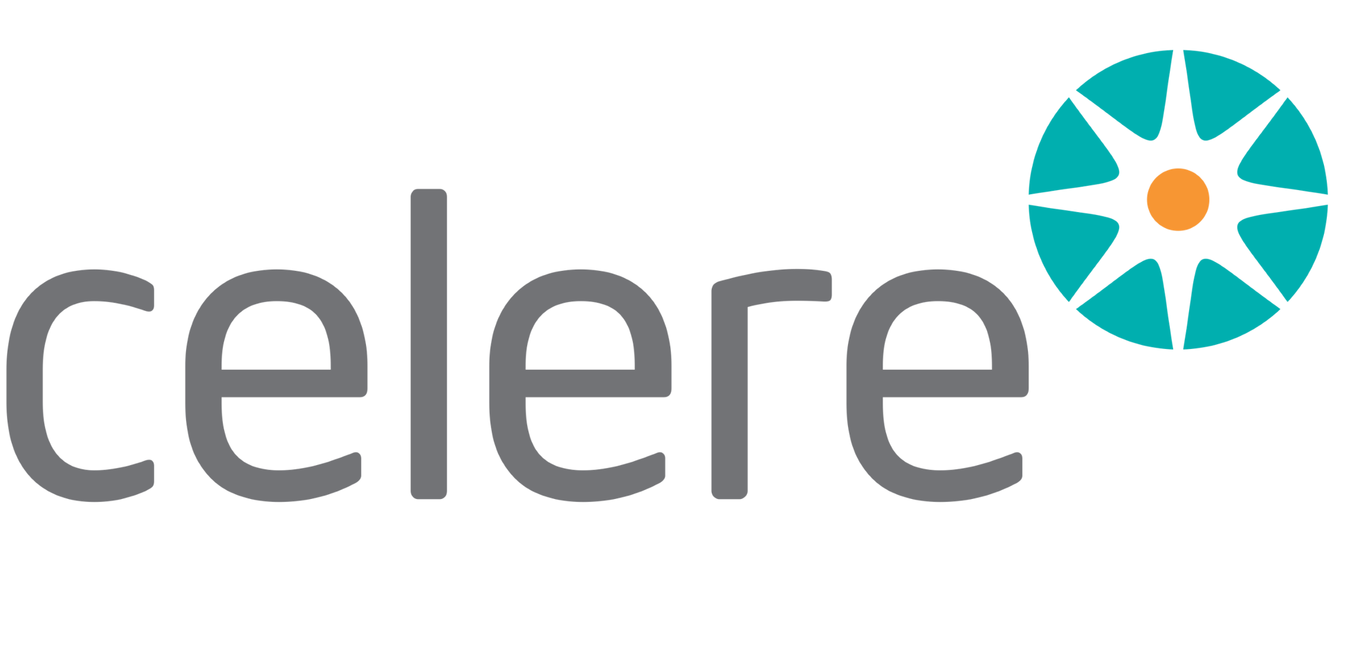 Marca celere sem a palavra DIGITAL, wordmark em cinza com o símbolo à direita